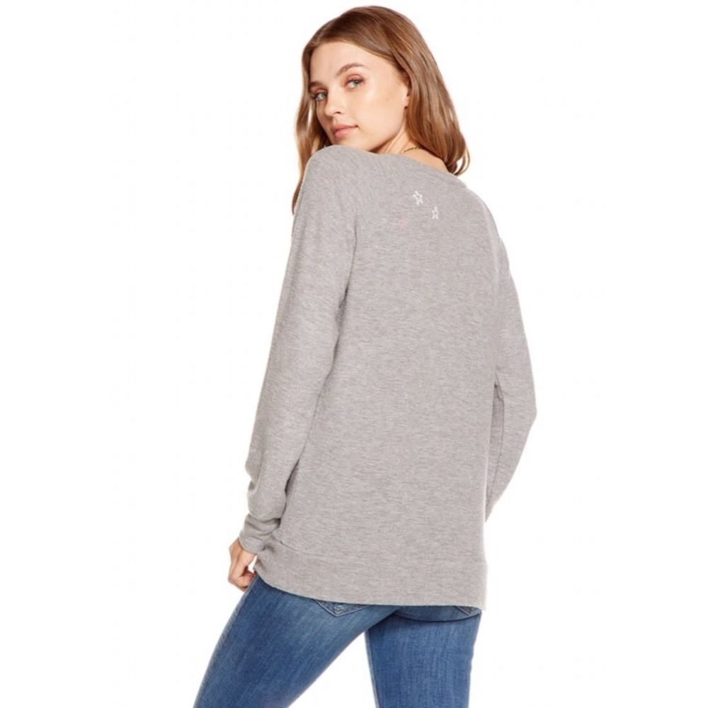new Chaser ✰ Have a Good Weekend Embroidered Sweater Sweatshirt Pullover ✰ Gray - Picture 3 of 13